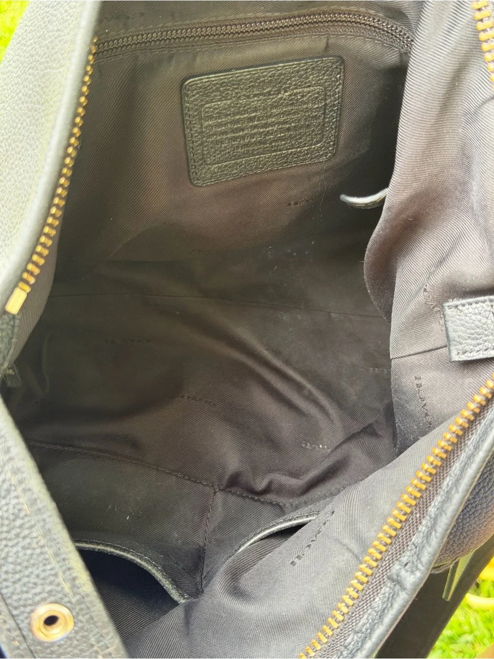 Coach Black Pebbled Leather Hobo with Gold Logo